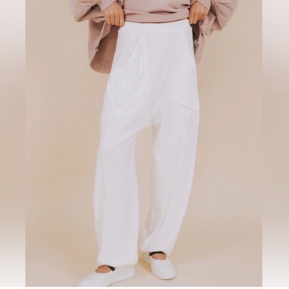 NEW Free People Intimately Coffee Chat white jogger cotton pant women sz Small